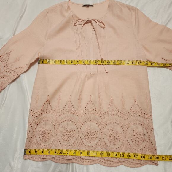 Rose & Rhyme Boho Floral Romantic Eyelet Embroidered Peasant Tunic Top, Small - Picture 3 of 5